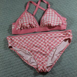Women's Size 3XL Kona Sol Women’s Coral Cross Back Checked Bikini Swimsuit